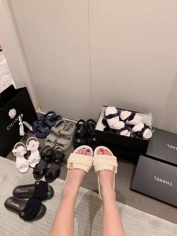 Chanel Pearl Beaded Embellished Sandals White For Women, Women's Shoes