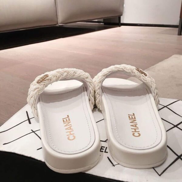 Chanel Pearl Beaded Embellished Sandals White For Women, Women's Shoes