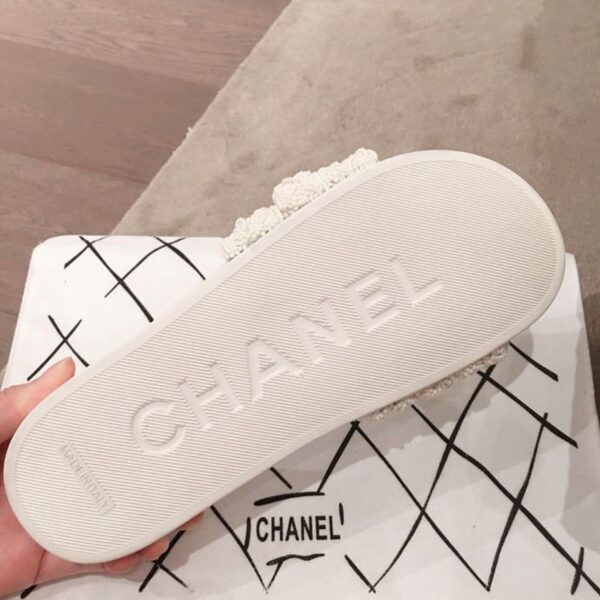 Chanel Pearl Beaded Embellished Sandals White For Women, Women's Shoes