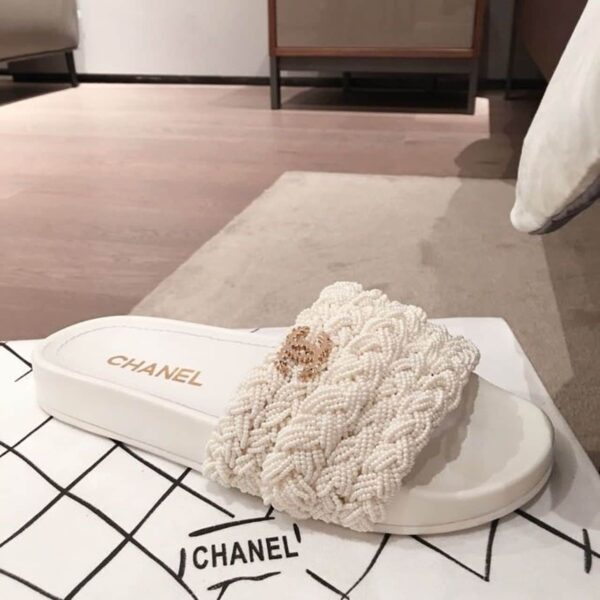 Chanel Pearl Beaded Embellished Sandals White For Women, Women's Shoes
