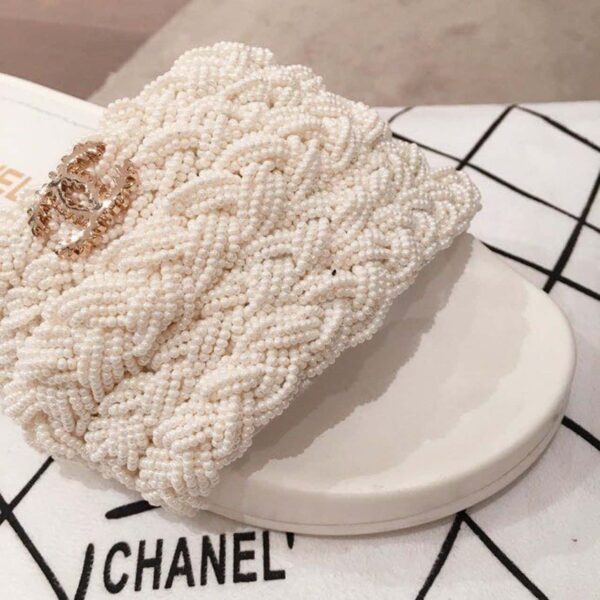 Chanel Pearl Beaded Embellished Sandals White For Women, Women's Shoes