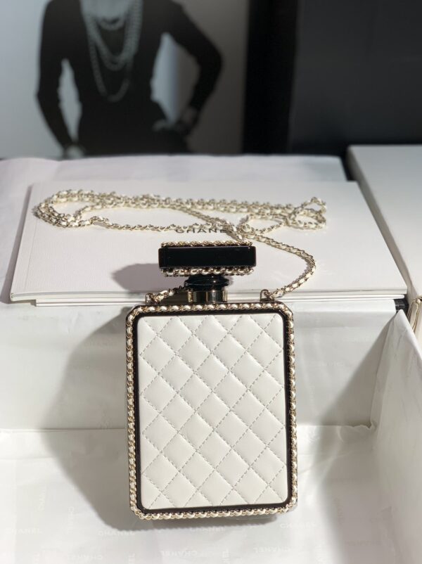 [REP 1:1] Chanel Perfume Bottle Minaudiere White For Women 16cm / 6.3in