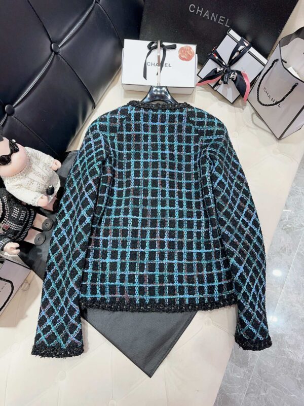 Chanel Plaid Jacket Blue For Women