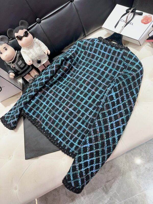 Chanel Plaid Jacket Blue For Women