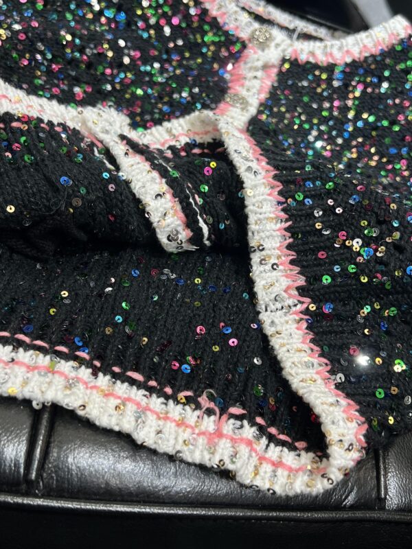 Chanel Polka Dots Tweed Jacket Black For Women