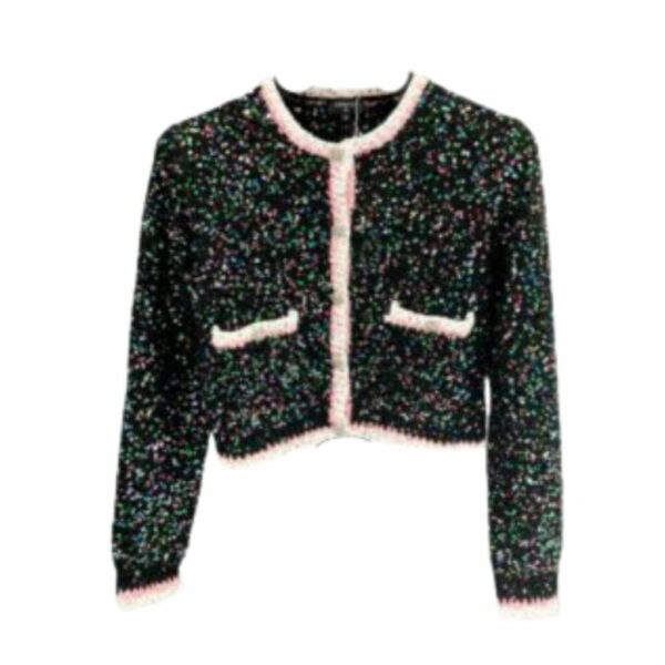 Chanel Polka Dots Tweed Jacket Black For Women