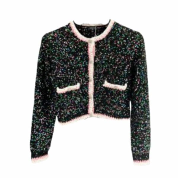 Chanel Polka Dots Tweed Jacket Black For Women