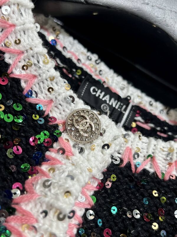 Chanel Polka Dots Tweed Jacket Black For Women