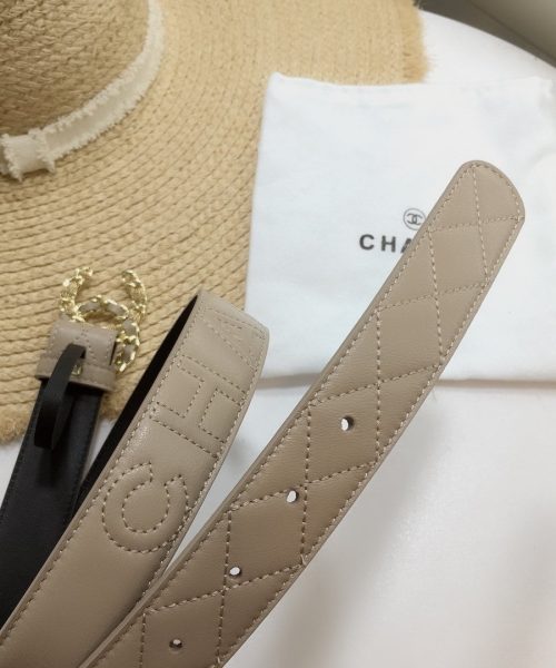 1:1 Replica Chanel Quilted Belt With Double C Buckle Beige with Gold mix Beige Hardware Women Belt