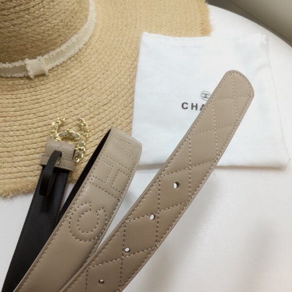 1:1 Replica Chanel Quilted Belt With Double C Buckle Beige with Gold mix Beige Hardware Women Belt