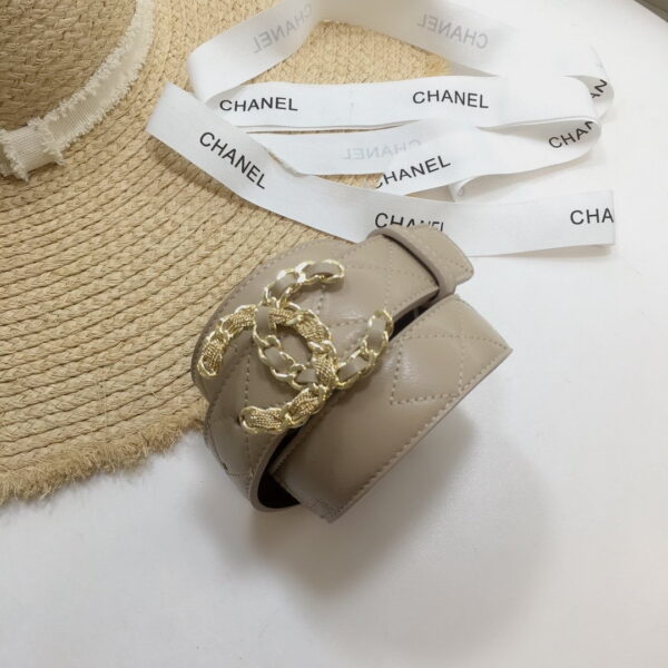 1:1 Replica Chanel Quilted Belt With Double C Buckle Beige with Gold mix Beige Hardware Women Belt
