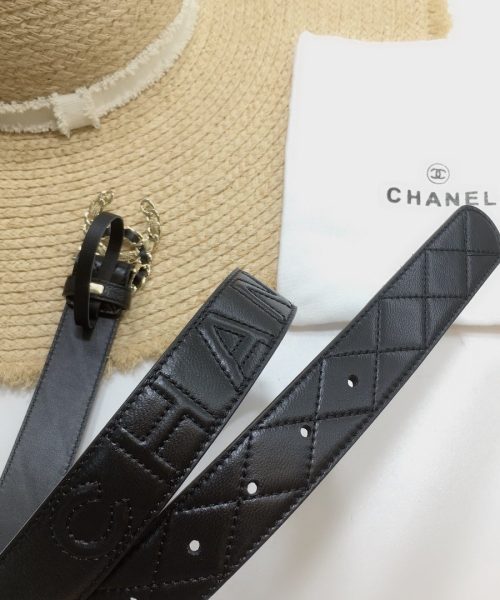 1:1 Replica Chanel Quilted Belt With Double C Buckle Black with Gold mix Black Hardware Women Belt