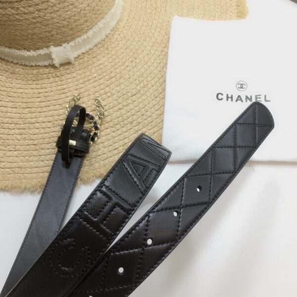1:1 Replica Chanel Quilted Belt With Double C Buckle Black with Gold mix Black Hardware Women Belt