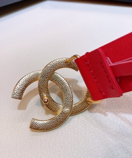 1:1 Replica Chanel Red Belt With Double C Buckle Gold-Toned and Strass Metal Women Belt