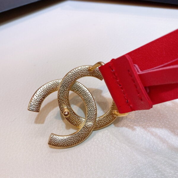 1:1 Replica Chanel Red Belt With Double C Buckle Gold-Toned and Strass Metal Women Belt