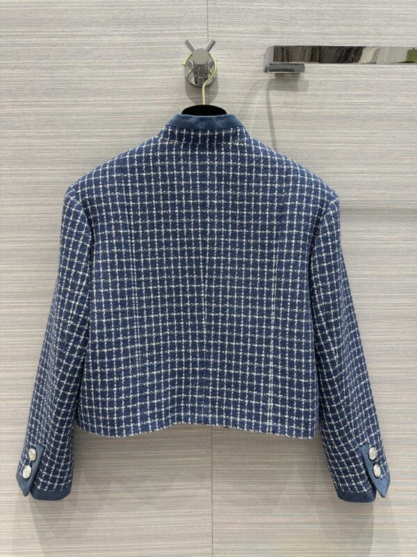 Chanel Short Round Neck Jacket Blue For Women
