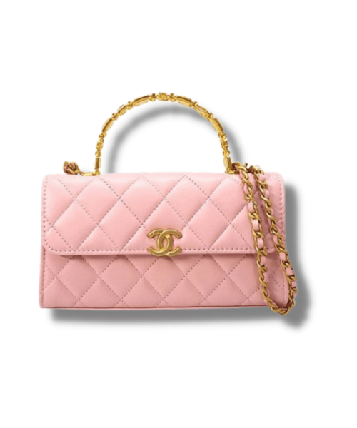 [REP 1:1] Chanel Shoulder Bag Pink With Matelasse Coco Mark Handle For Women 18 cm/ 7 inches - H063060