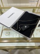 Chanel Silk Chiffon in Black With Toned Gold Beaded Border Scarf 200cm/78in 