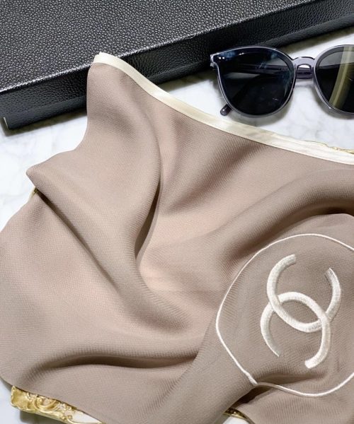 Chanel Silk Light Purple Shawl Scarf 180cm/71in 