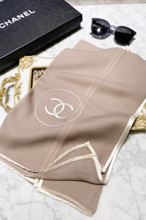 Chanel Silk Light Purple Shawl Scarf 180cm/71in 