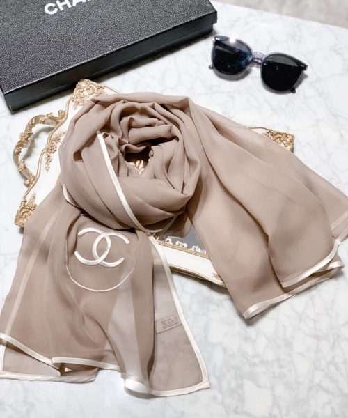 Chanel Silk Light Purple Shawl Scarf 180cm/71in 