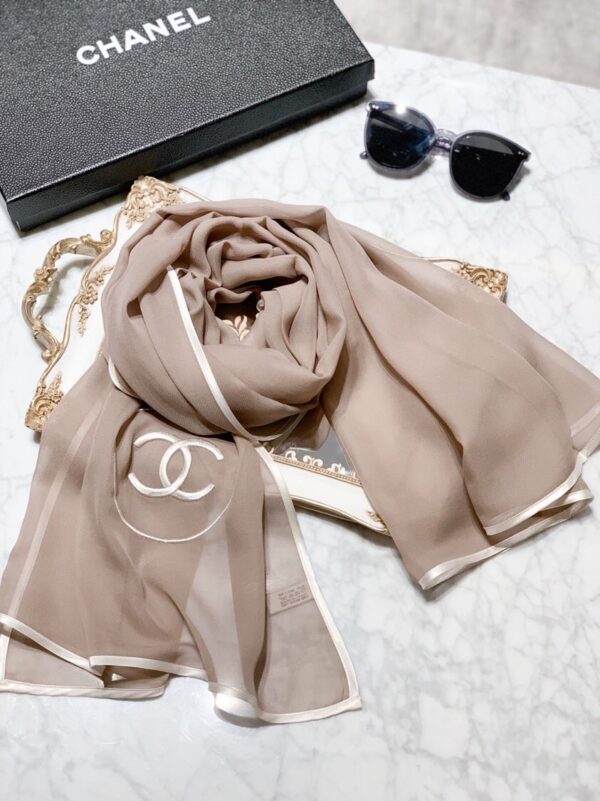 Chanel Silk Light Purple Shawl Scarf 180cm/71in