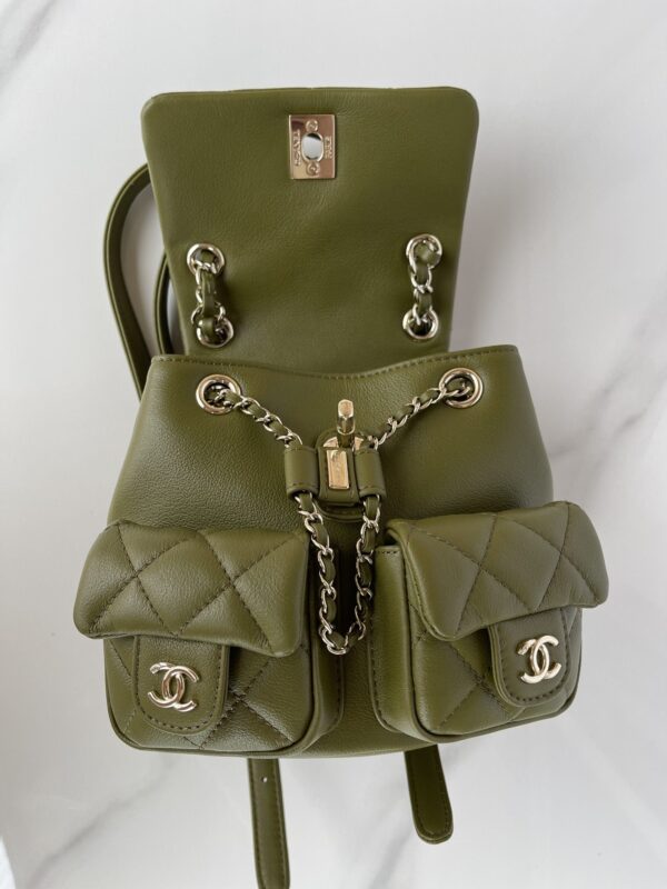 [REP 1:1] Chanel Small Backpack Green Khaki For Women 17.5cm / 6.8in AS3787