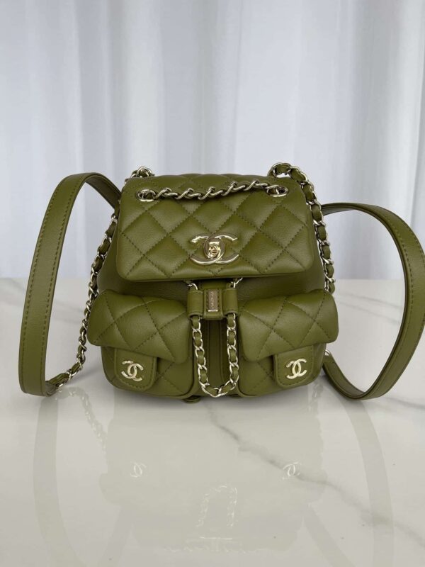 [REP 1:1] Chanel Small Backpack Green Khaki For Women 17.5cm / 6.8in AS3787