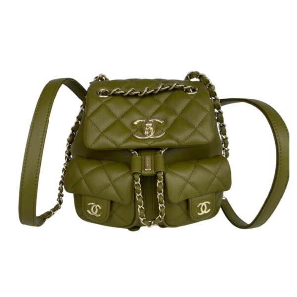 [REP 1:1] Chanel Small Backpack Green Khaki For Women 17.5cm / 6.8in AS3787