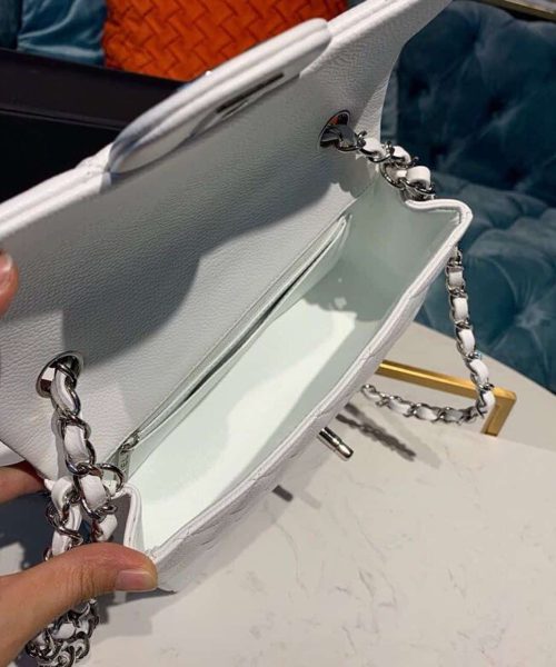 [REP 1:1] Chanel Small Classic Handbag Silver Hardware White For Women, Women's Bags, Shoulder And Crossbody Bags 7.8in/20cm A01113