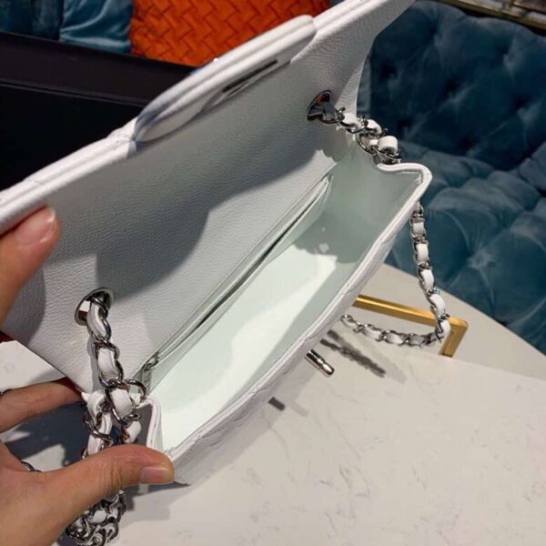 [REP 1:1] Chanel Small Classic Handbag Silver Hardware White For Women, Women's Bags, Shoulder And Crossbody Bags 7.8in/20cm A01113