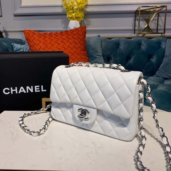 [REP 1:1] Chanel Small Classic Handbag Silver Hardware White For Women, Women's Bags, Shoulder And Crossbody Bags 7.8in/20cm A01113