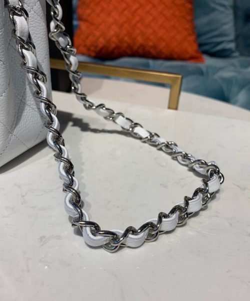 [REP 1:1] Chanel Small Classic Handbag Silver Hardware White For Women, Women's Bags, Shoulder And Crossbody Bags 7.8in/20cm A01113