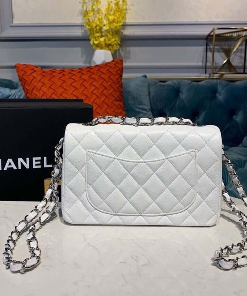 [REP 1:1] Chanel Small Classic Handbag Silver Hardware White For Women, Women's Bags, Shoulder And Crossbody Bags 7.8in/20cm A01113