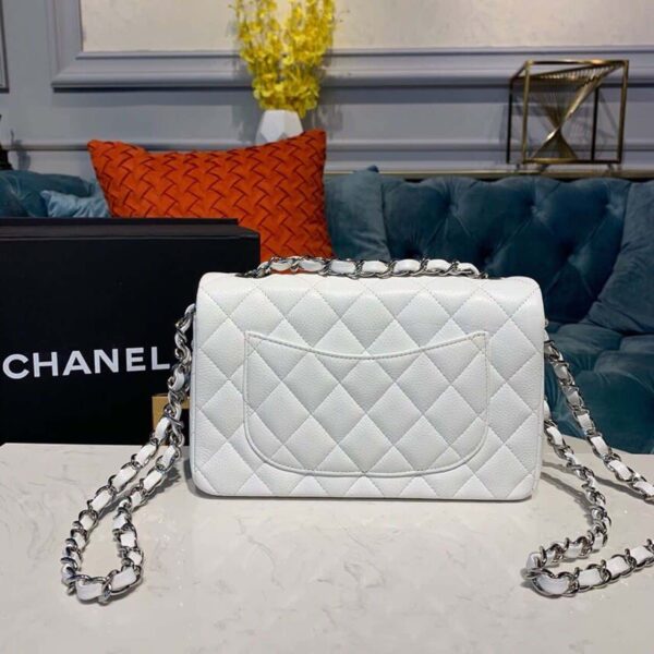 [REP 1:1] Chanel Small Classic Handbag Silver Hardware White For Women, Women's Bags, Shoulder And Crossbody Bags 7.8in/20cm A01113