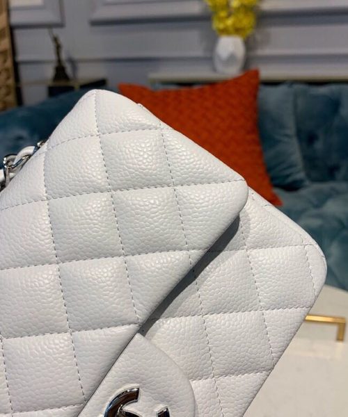 [REP 1:1] Chanel Small Classic Handbag Silver Hardware White For Women, Women's Bags, Shoulder And Crossbody Bags 7.8in/20cm A01113
