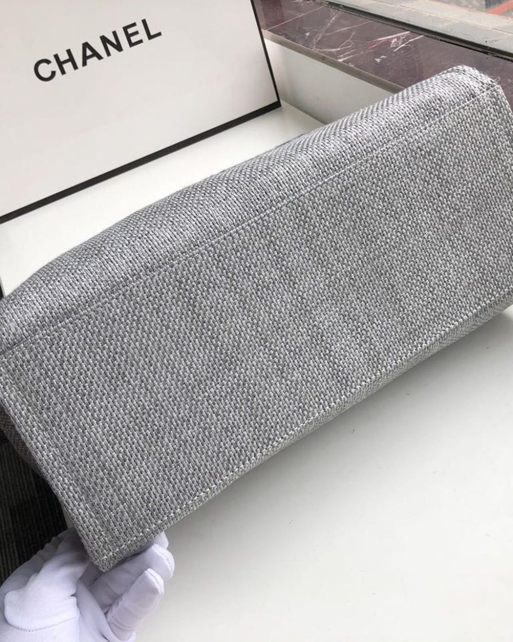 [REP 1:1] Chanel Small Shopping Bag Silver Hardware Grey For Women, Women's Handbags, Shoulder Bags 15.2in/39cm AS3257