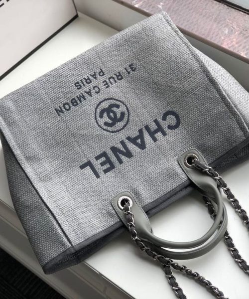 [REP 1:1] Chanel Small Shopping Bag Silver Hardware Grey For Women, Women's Handbags, Shoulder Bags 15.2in/39cm AS3257