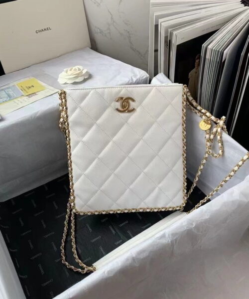 [REP 1:1] Chanel Small Shopping Bag White For Women, Women's Bags 9in/23cm