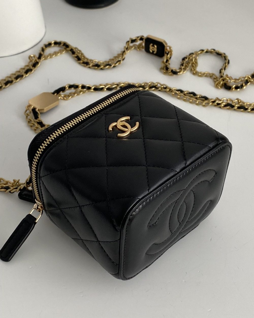 [REP 1:1] Chanel Small Vanity With Chain Black For Women, Women's Bags 4.3in/11cm