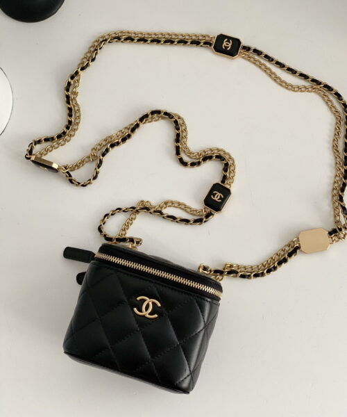 [REP 1:1] Chanel Small Vanity With Chain Black For Women, Women's Bags 4.3in/11cm
