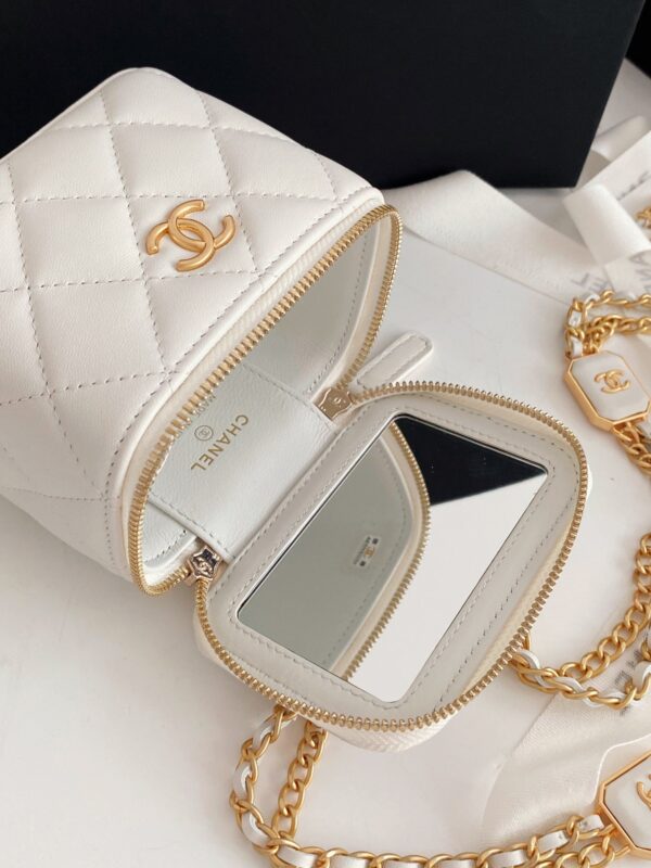 [REP 1:1] Chanel Small Vanity With Chain White For Women, Women's Bags 4.3in/11cm