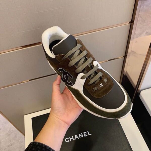 Chanel Sneakers Dark Green/Brown For Women, Women's Shoes G34360