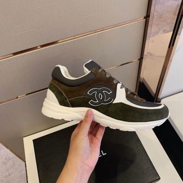 Chanel Sneakers Dark Green/Brown For Women, Women's Shoes G34360