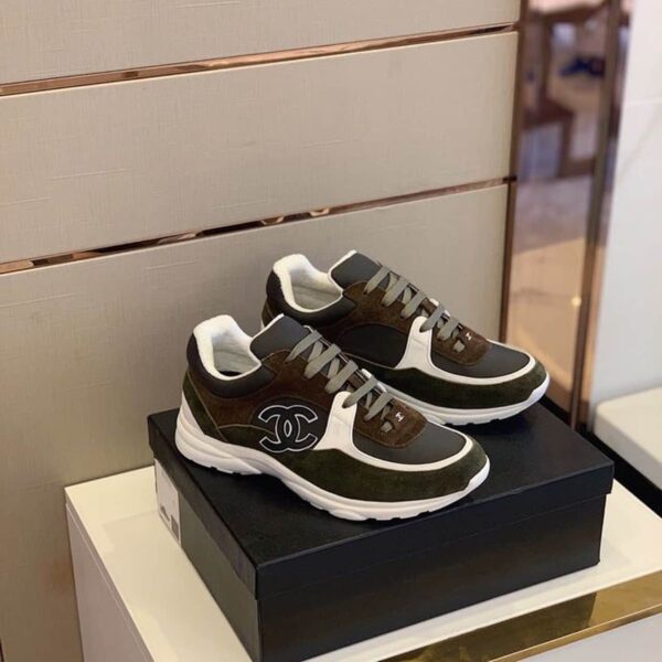Chanel Sneakers Dark Green/Brown For Women, Women's Shoes G34360