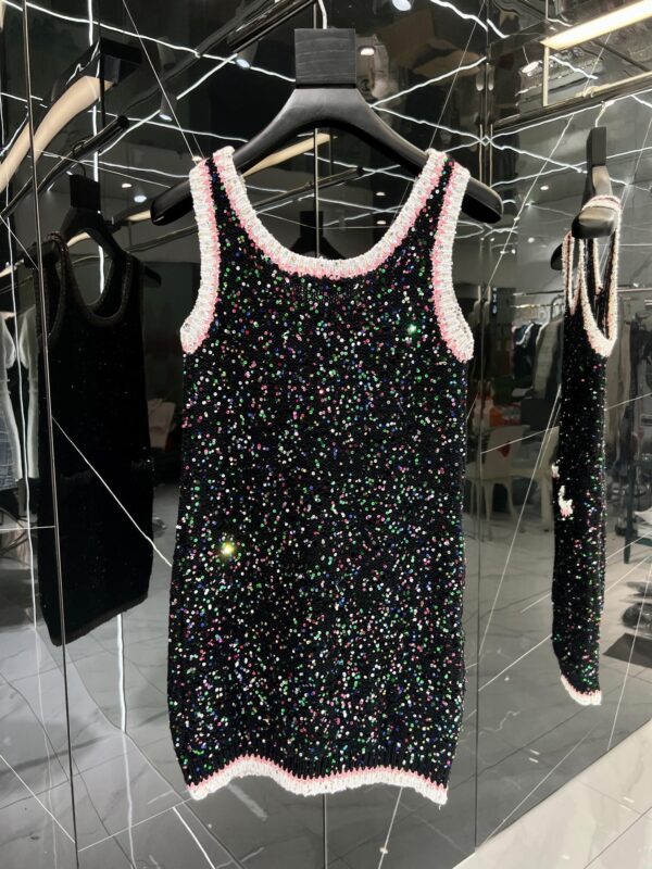 Chanel Socquin 2 String Wool Dress Black For Women