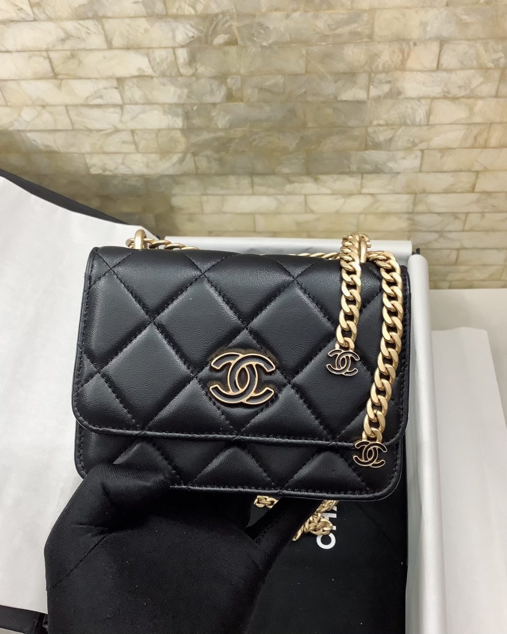 [REP 1:1] Chanel Spring And Summer 22C Black For Women, Women's Bags 6.1in/15.5cm