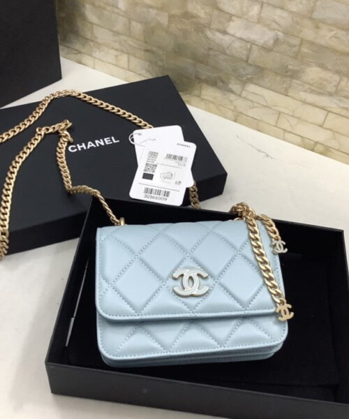 [REP 1:1] Chanel Spring And Summer 22C Turquoise For Women, Women's Bags 6.1in/15.5cm