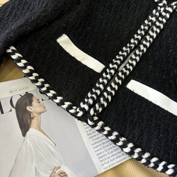 Chanel Striped Knit Cardigan Black For Women