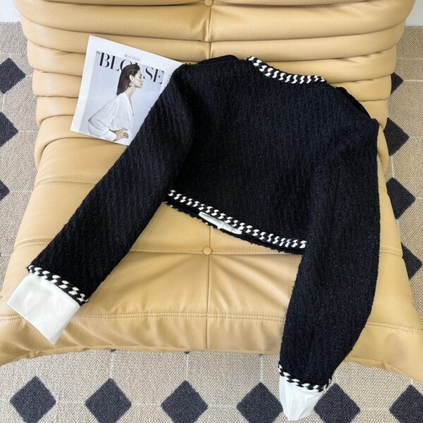 Chanel Striped Knit Cardigan Black For Women